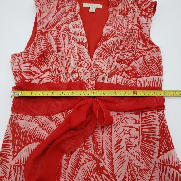 Jonathan Martin Dress Womens 10 Silk Sleeveless Fit Flare Palm Leaf Tie Waist - Picture 5 of 9